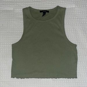 army green cropped tank top
